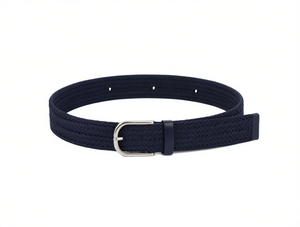 Cintura Elastica Intrecciata da Uomo 3,5cm X 125cm Blu Navy con Fibbia in Lega Stile Casual - Product Image 1