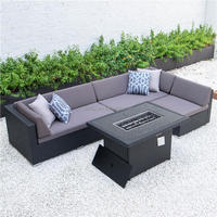 Fournisseur d'usine Ensembles de canapés de jardin extérieurs avec table de foyer Cadre en aluminium rotin PE en osier pour patio, parc, cour, ferme