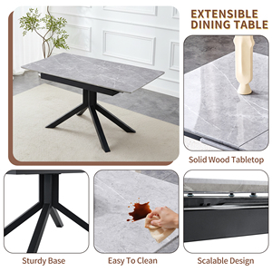 Modern Square <b>Dining</b> Table with Light Gray <b>Painted</b> MDF Top and Sturdy Geometric Metal Legs <b>Dining</b> Room Furniture 4 Seater - Product Image 2