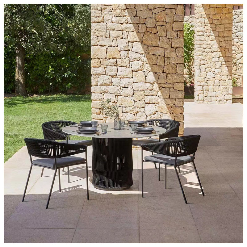 Aluminum outdoor garden dinning set leisure rope patio dinning set customized dinning table and chair