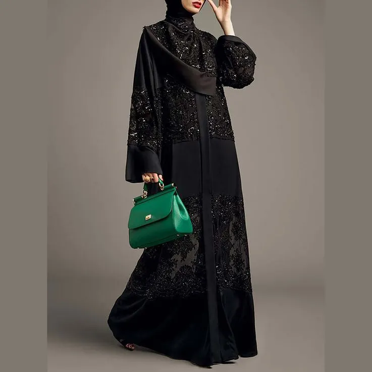 2022แฟชั่นอาหรับสีดำออกแบบได้เองหรูหรา Eid abayas ดูไบ