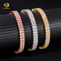 Chaîne tennis en moissanite VVS 3 mm à 2 rangs, bijoux hip-hop, bracelet moissanite 3 couleurs, collier tennis en argent 925 pour femme