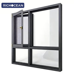 หน้าต่างบานเปิดกระจกนิรภัยสีดำพร้อมมุ้งลวดจาก RICHOCEAN ผู้ผลิตจีน - Product Image 1