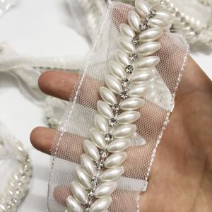 Halslijn Kraag Decoratieve Kralen Netto Kanten Rand Met Steentjes Lt2471b - Product Image 5