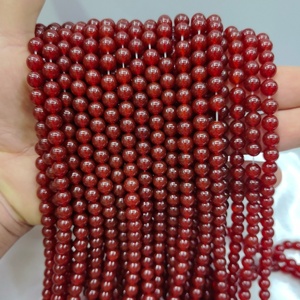 Perles rondes en agate rouge naturelle de 4 mm, 6 mm, 8 mm, 10 mm, 12 mm, qualité A, pierres de cornaline vibrantes, brins pour la fabrication de bijoux, bricolage - Product Image 2