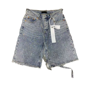 <span class=keywords><strong>Pantaloni</strong></span> Harem da <span class=keywords><strong>Uomo</strong></span> Personalizzati in Denim Vintage con Design Baggy, Lavaggio Acido, Orlo Grezzo e Decorazioni in Strass, Stile Hip Hop Estivo - Product Image 4