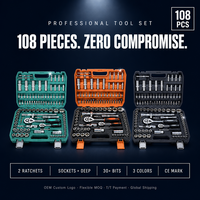 Kit d'outils professionnels complets de 108 pièces, boîtes d'outils à main, outils pour la maison, la menuiserie, la réparation automobile, l'entretien, boîte à outils de travail