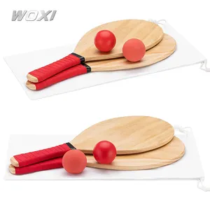 WOXI Professional Custom Wood Tennis Raquetes Set Madeira Beach Paddle Training Raquetes de tênis com bola e saco