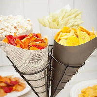 Emballage jetable en kraft recyclable de qualité alimentaire pour gaufres triangulaires, cônes à pizza, crêpes, avec gaufrage et tailles personnalisables