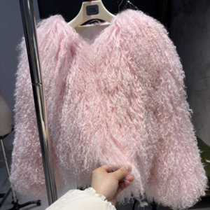 Cappotto Invernale Caldo in Vera <span class=keywords><strong>Pelliccia</strong></span> di Pecora Mongola con Collo Rotondo per Bambini - Product Image 6