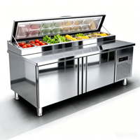 Tables de préparation de sandwichs professionnelles en acier inoxydable, bars à salades, tables de préparation de pizzas et réfrigérateurs de cuisine