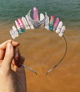 Accesorios <span class=keywords><strong>de</strong></span> Luna <span class=keywords><strong>de</strong></span> Bruja DIY 2022 <span class=keywords><strong>de</strong></span> Buena Calidad, Corona <span class=keywords><strong>de</strong></span> Cristal Morado y Blanco Electrochapada, Diadema Nupcial Hecha a Mano, Accesorios para el Cabello - Product Image 1