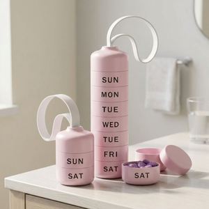 Organizador de Pastillas con Botón de Presión, Pastillero Semanal, Dispensador de Vitaminas y Medicamentos Portátil y Colorido para Viajes y Hogar - Product Image 5