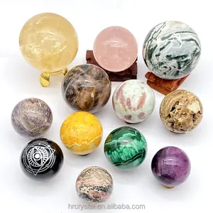Esfera de cristal natural artesanal de piedra semipreciosa única de 6-7 cm Esfera de cuarzo de piedras preciosas curativas