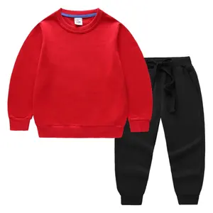 Hot Selling Plain Cotton Sweatshirt And Sweatpants Custom Unisex Kids 2 Piece Sets