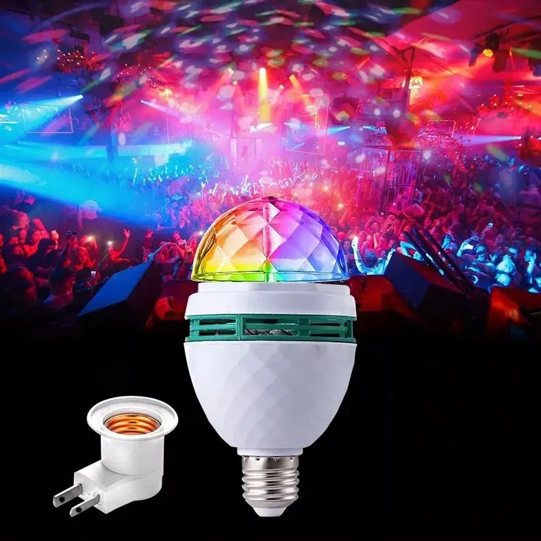 Hot Sales High Quality Colorful Rotate E27 Party Lighting Bulb E27 magical Ball Dj Disco Light Bulb