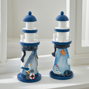 Adorno de Faro Mediterráneo de 22 cm, Decoración de Mesa de Madera con Temática Oceánica, Decoración para Sala de Estar - Product Image 2