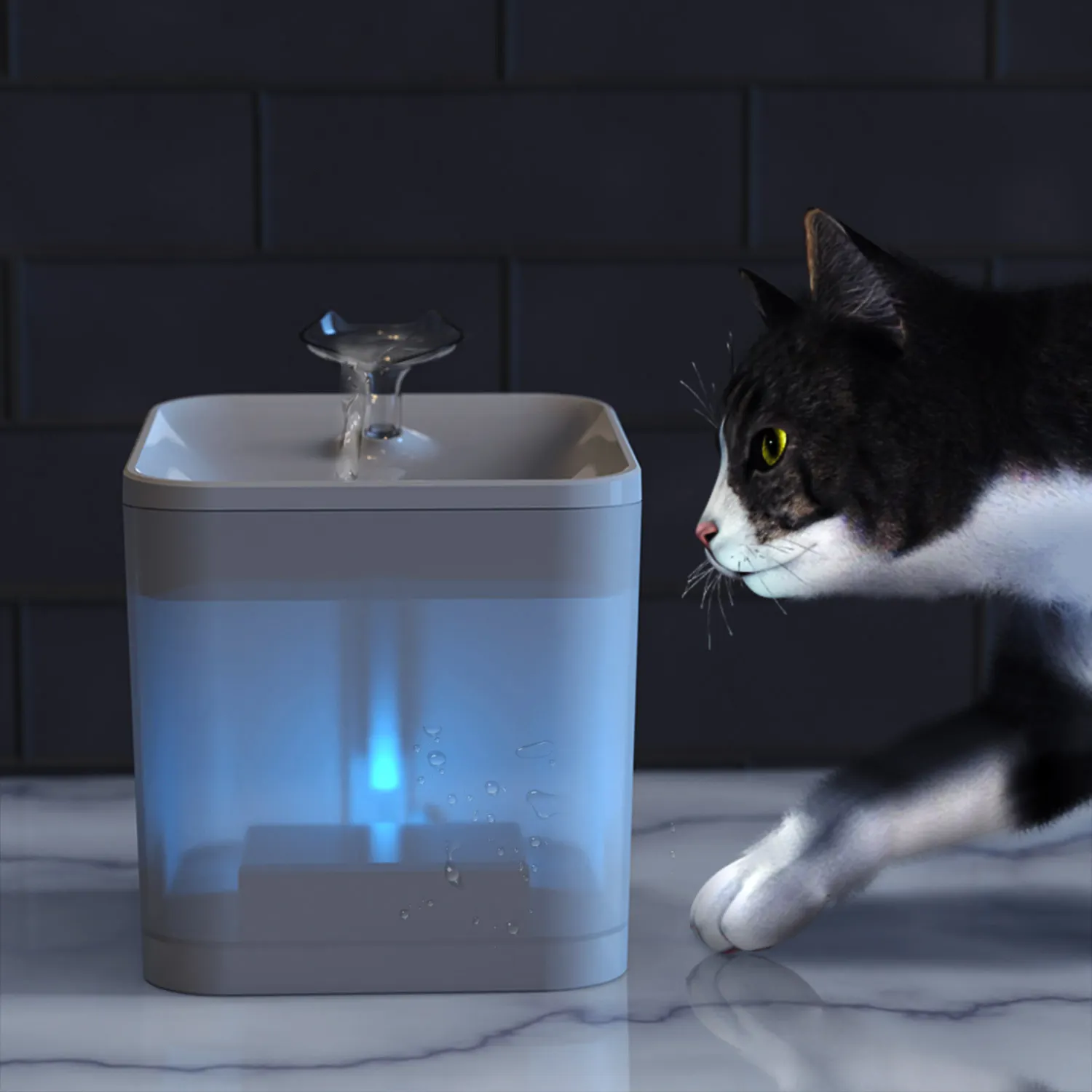 2.2L Automatic Pet Cat Water Fountain with LED Electric USB Dog Cat Pet Mute Drinker Feeder Bowl Pet Drinking Fountain Dispenser