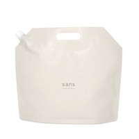 Emballage personnalisé minimaliste en gel beige mat 500ml 1L 2L pour lessive, pochette Doypack en plastique avec bec verseur et poignée