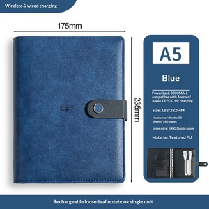 Carnet de notes professionnel en <span class=keywords><strong>cuir</strong></span> PU A5 personnalisé, <span class=keywords><strong>bloc</strong></span>-notes à pages mobiles <span class=keywords><strong>rechargeable</strong></span> changeant de couleur avec chargeur filaire et sans fil - Product Image 6