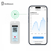 Enregistreur de données de température sans fil ZenMeasure BLE, alternative au USB, export de données PDF CSV pour instruments de surveillance de la température en environnement professionnel