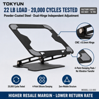 Nouveau support d'ordinateur portable réglable, pliable à 180 degrés, en acier thermolaqué, support pour tablette, capacité de charge de 22 lb, OEM ODM Factory