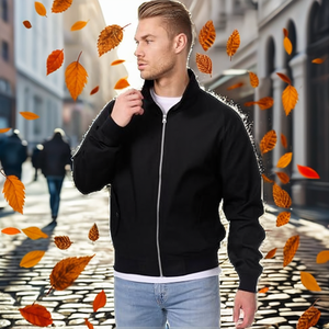Turnover Collar <b>Men's</b> Sheep Skin Leather Windproof Breathable Custom Design <b>Long</b> Sleeves Zip Outerwear Coat - Product Image 2