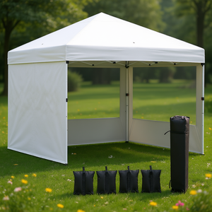 หลังคาผ้าใบสีขาวแบบพับได้ ขนาด 10x10 ฟุต โครงอะลูมิเนียม ปรับความสูงได้ พร้อมกระเป๋าสำหรับพกพา เหมาะสำหรับงานสวน ศาลาพักผ่อน - Product Image 2