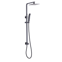 Système de douche apparent moderne noir Watermark Wels avec barre coulissante, douche pluie et douchette à main