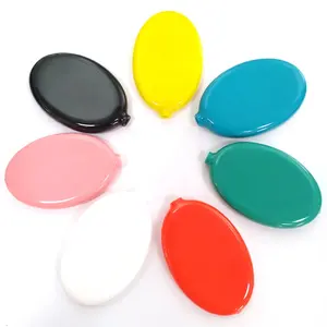 Hot Selling Colorful Oval Shape Bead Chain Pocket Pvc Coin Purse Squeeze Coin Purse Rubber Coin Purse