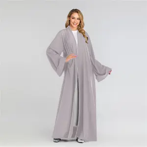 Muslim Shop Arab Turki Jilbab Dubai Gaun Panjang Muslim Wanita Gaun Polos Warna Putih Desain Terbaru Berdoa Abaya Sederhana
