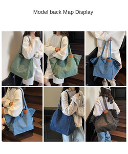 <span class=keywords><strong>Sac</strong></span> à bandoulière pour <span class=keywords><strong>femme</strong></span> en toile denim style coréen, doublure en nylon de luxe, léger, design multi-poches pour l'été et la plage, motif lettre - Product Image 6