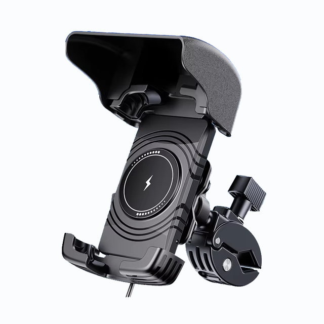 Anti-Shock Quick Release Waterproof Vibration Dampening 15W Fast Wireless Charging Motorcycle Bike Phone Mount with Sunshade