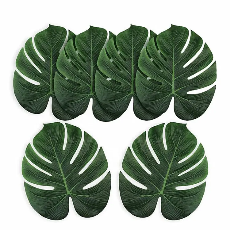 シルクヤシの木の葉の装飾ハワイアンルアウサファリパーティーのためのプラスチックバナナ大型熱帯人工緑の葉の装飾