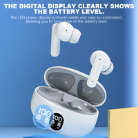 Écouteurs intra-auriculaires TWS BT V5.4 avec contrôle tactile, étanchéité IPX5, son stéréo, affichage numérique AAC et chargement Type-C