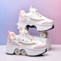 Chaussures à roulettes 4 roues avec roues escamotables pour la marche et le patinage, légères, confortables, amortissantes, personnalisables