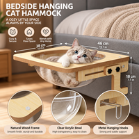 Hamac suspendu pour chat avec bol en acrylique transparent, cadre en bois et supports réglables, conception personnalisée OEM ODM