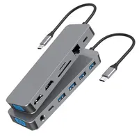Cổng HDMI Kép 13 Trong 1 USB C Sang 4K Với Ethernet,VGA, Audio,4 Cổng USB, Thẻ SD/TF, 2 USB-C Cho Macbook Pro Và Samsung S9 S10, V. V.