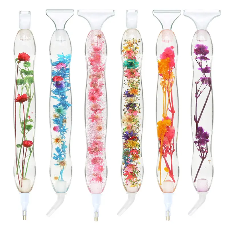 Set di strumenti per ricamo a diamante 5D con penna a fiore in resina a secco fiori di simulazione fai da te