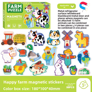 Pegatinas Magnéticas de Plástico, Gran Rompecabezas Cognitivo de Granja Feliz, Juguetes Educativos Tempranos - Product Image 2
