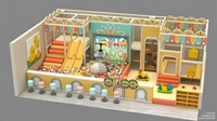 Équipement de jeu intérieur personnalisé, thème Mario, avec double toboggan jaune, piscine à balles, trampoline et escalier en spirale à motif poussin |   FEC pour enfants