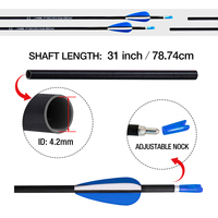 Flèches en fibre de carbone de 4,2 mm, 30/31/32 pouces, spine 350-1000, ailettes en forme de goutte d'eau de 1,75 pouces, flèches de tir sur cible de précision, tir à l'arc
