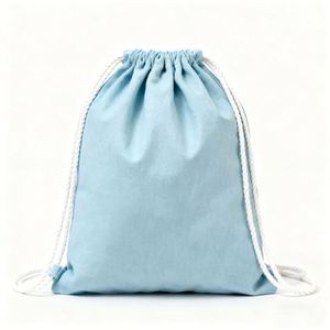 Custom Recycled Natural Canvas Cotton <b>Drawstring</b> <b>Backpack</b> Bag - Product Image 1