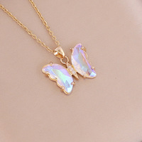 Collier à pendentif papillon géométrique avec prix d'usine coloré en acier inoxydable changeant progressivement de couleur Chaînes Fashion