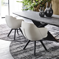 Chaise de salle à manger pivotante à 360° de luxe moderne, fauteuil rembourré minimaliste italien pour salle à manger