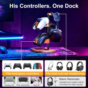 Wooden Headphone And <b>Controller</b> Stand 4 Layer Desktop Storage Rack For Nintendo Switch <b>Gaming</b> Room Office Use - Product Image 5