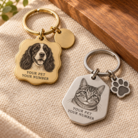 Porte-clés personnalisé avec portrait d'animal de compagnie, gravure sur métal, photo de chien ou de chat, nom personnalisé, numéro, forme irrégulière, souvenir créatif, cadeau
