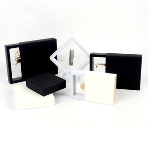 Clear PE Film Packaging Box Case Custom 3D Membrane Floating Frame Holder Stand Necklace Floating Jewelry Display Box