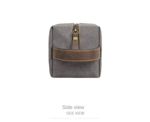 Large Capacity Men's Retro Canvas Wash Bag Portable Cosmetic <b>Storage</b> with Zipper Closure for Travel - Product Image 6