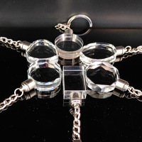 Porte-clés en cristal LED, porte-clés carré en cristal